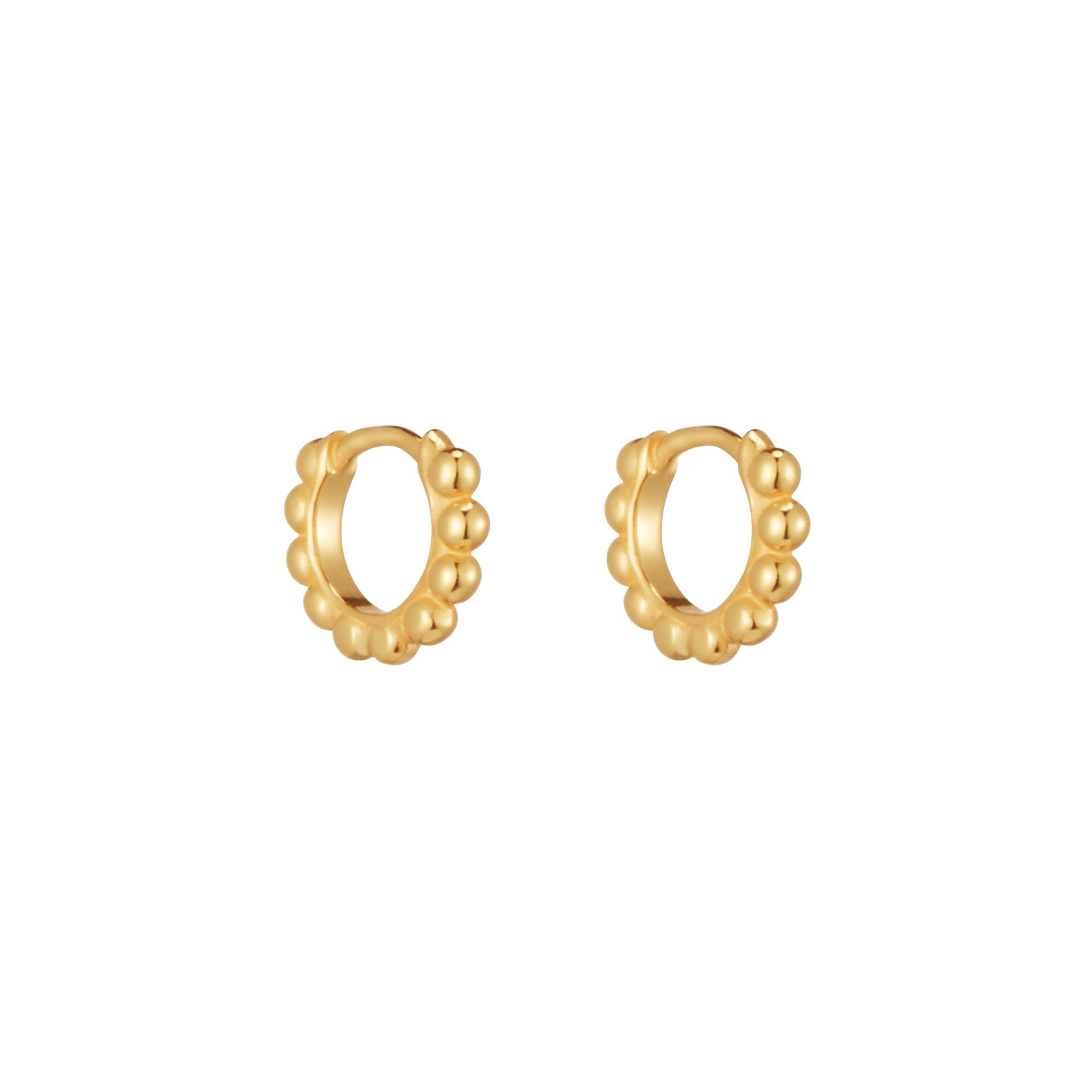 Beaded Huggie Hoops in Gold - toutjewellery