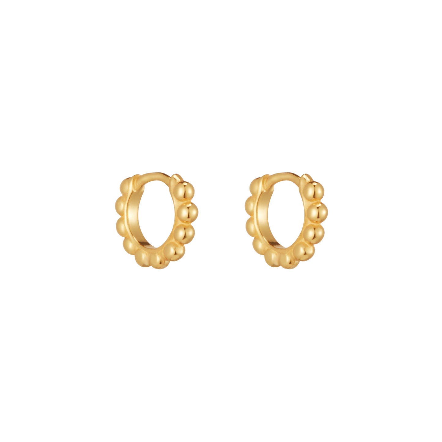 Beaded Huggie Hoops in Gold - toutjewellery