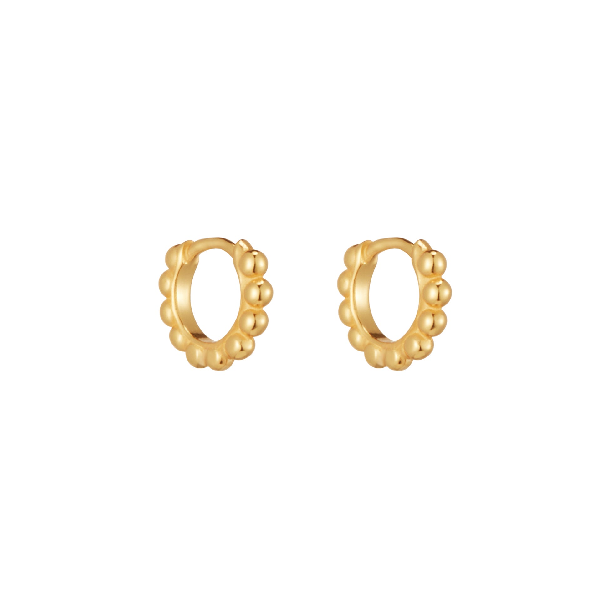 Beaded Huggie Hoops in Gold - toutjewellery