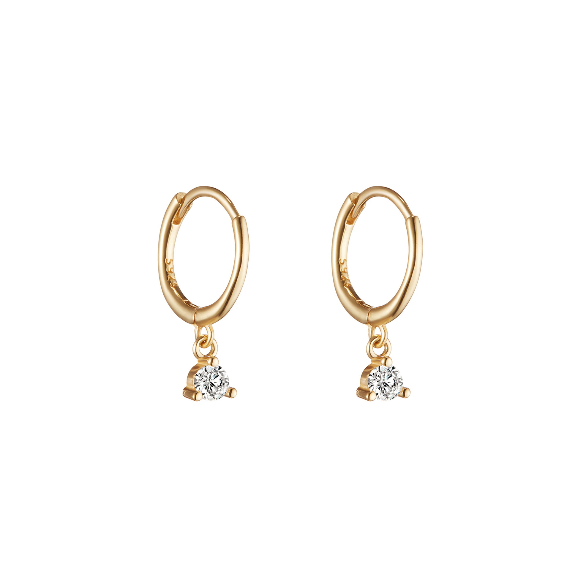 Crystal Charm Huggie Hoops in Gold - toutjewellery