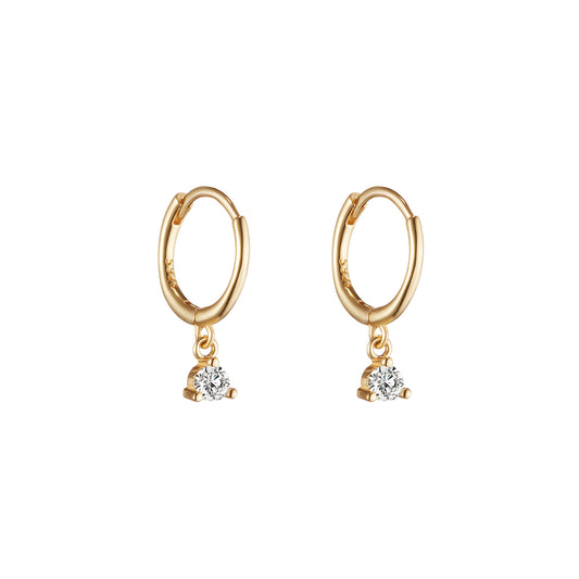 Crystal Charm Huggie Hoops in Gold - toutjewellery