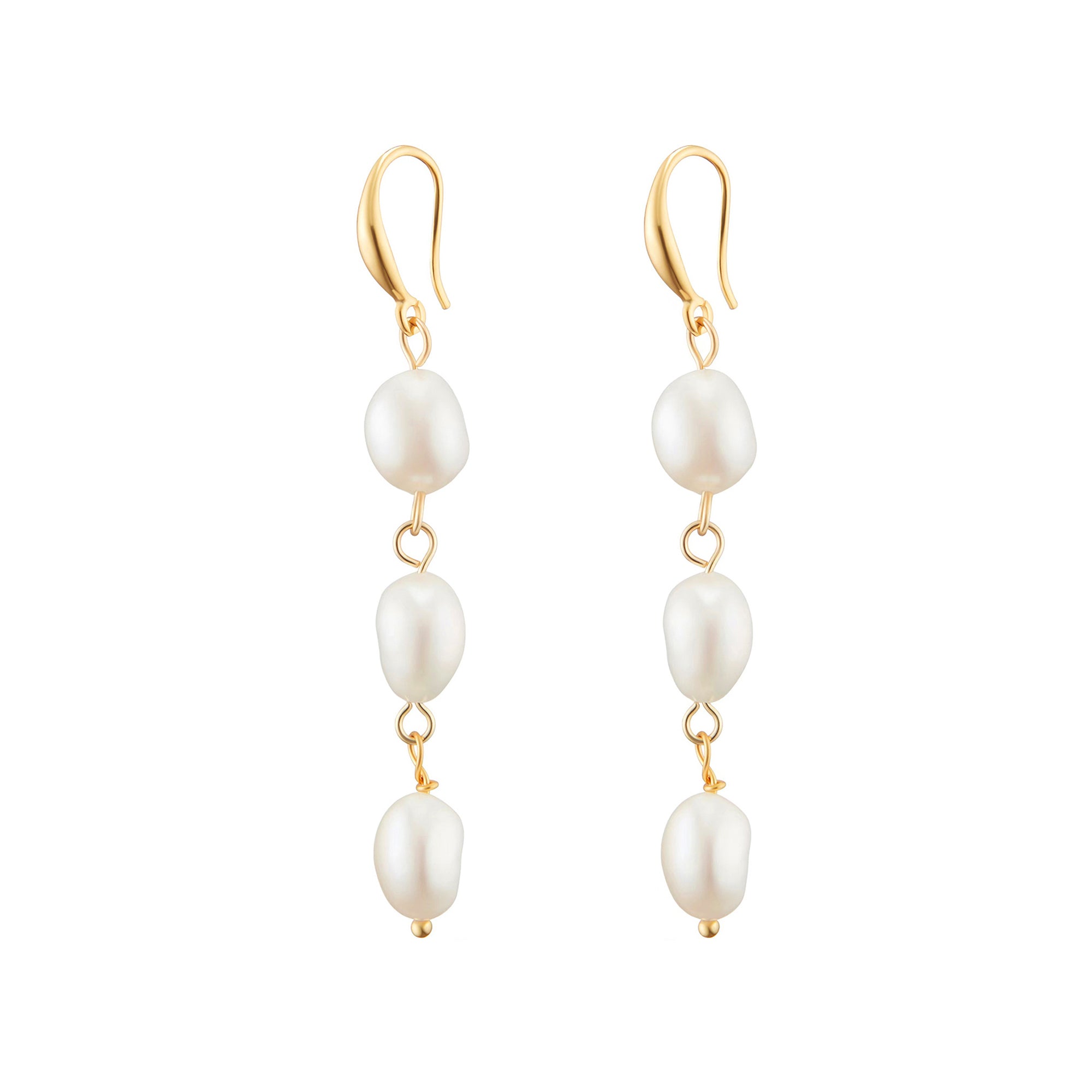 Triple Pearls Charm Drop Earrings - toutjewellery