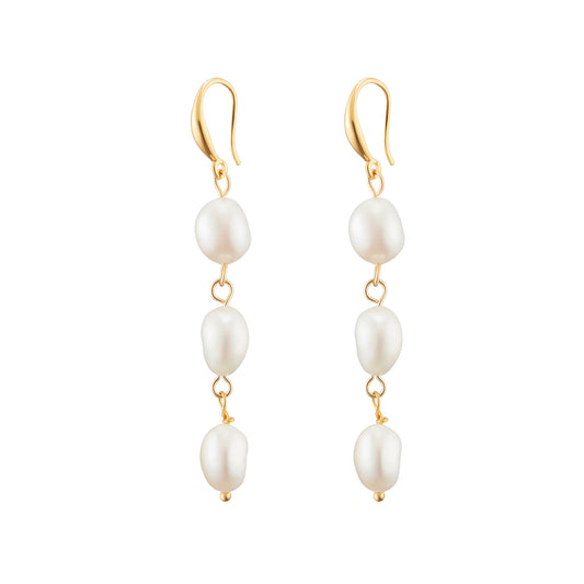 Triple Pearls Charm Drop Earrings - toutjewellery