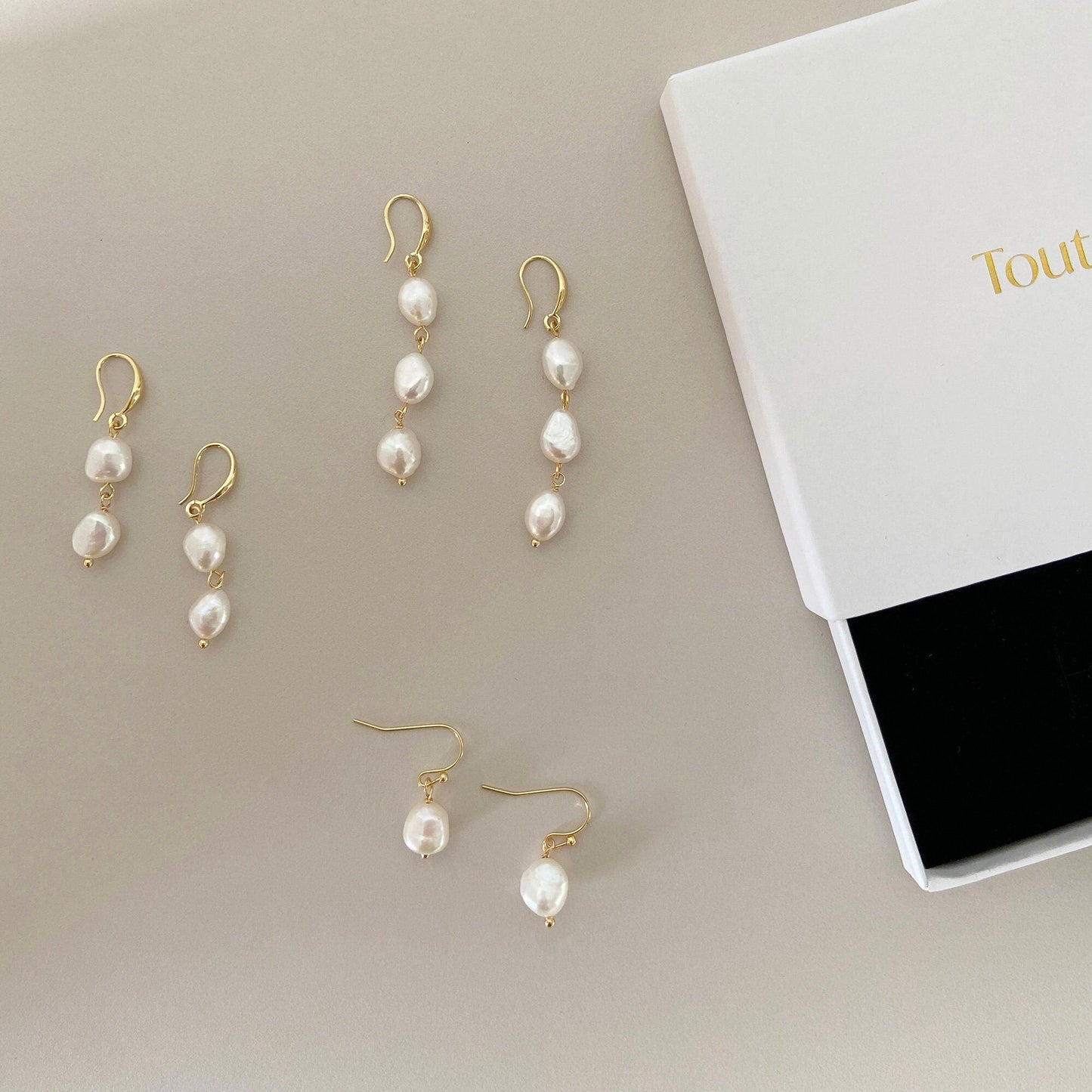 Single Pearl Charm Drop Earrings - toutjewellery