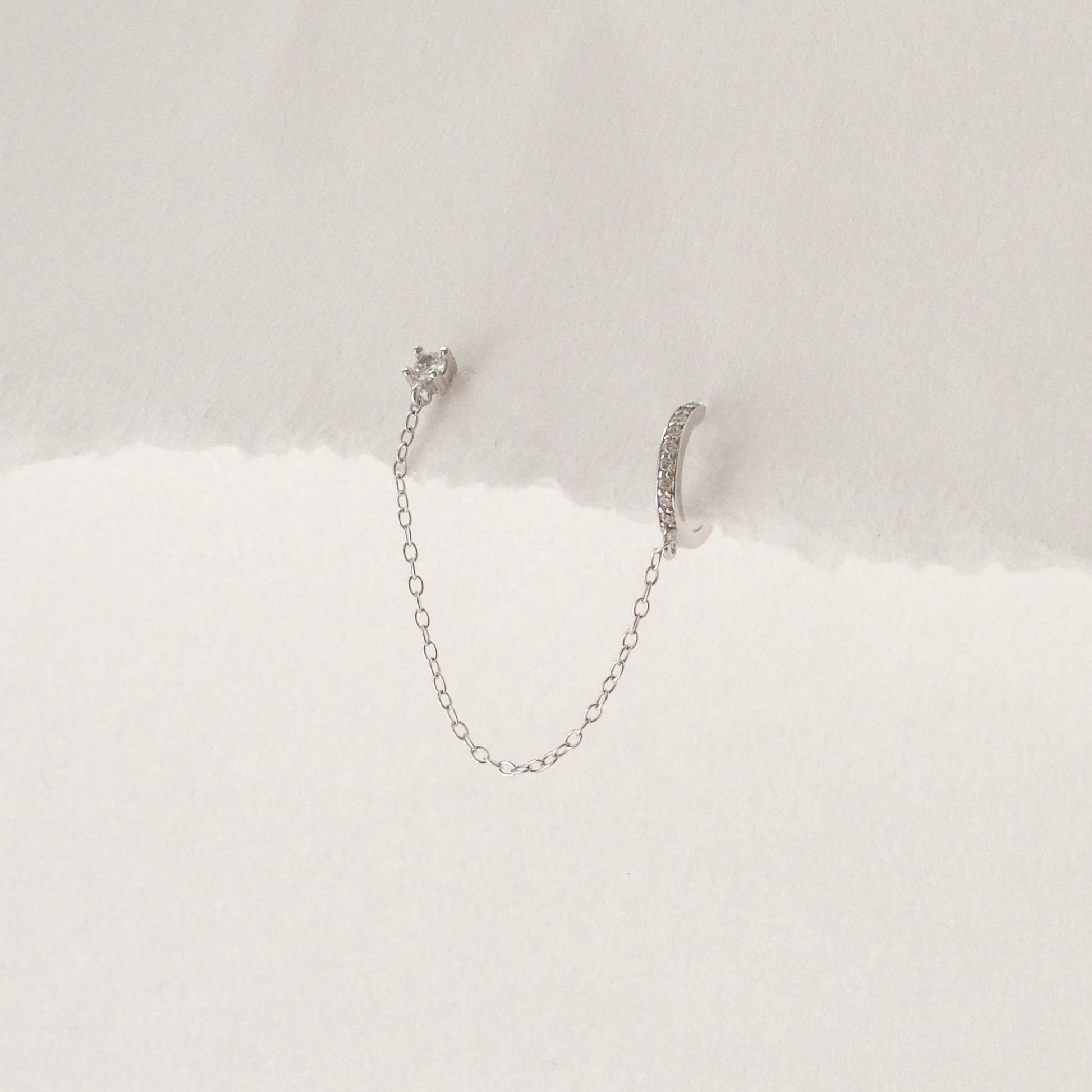 Crystal Chain Ear Cuff in Silver - toutjewellery