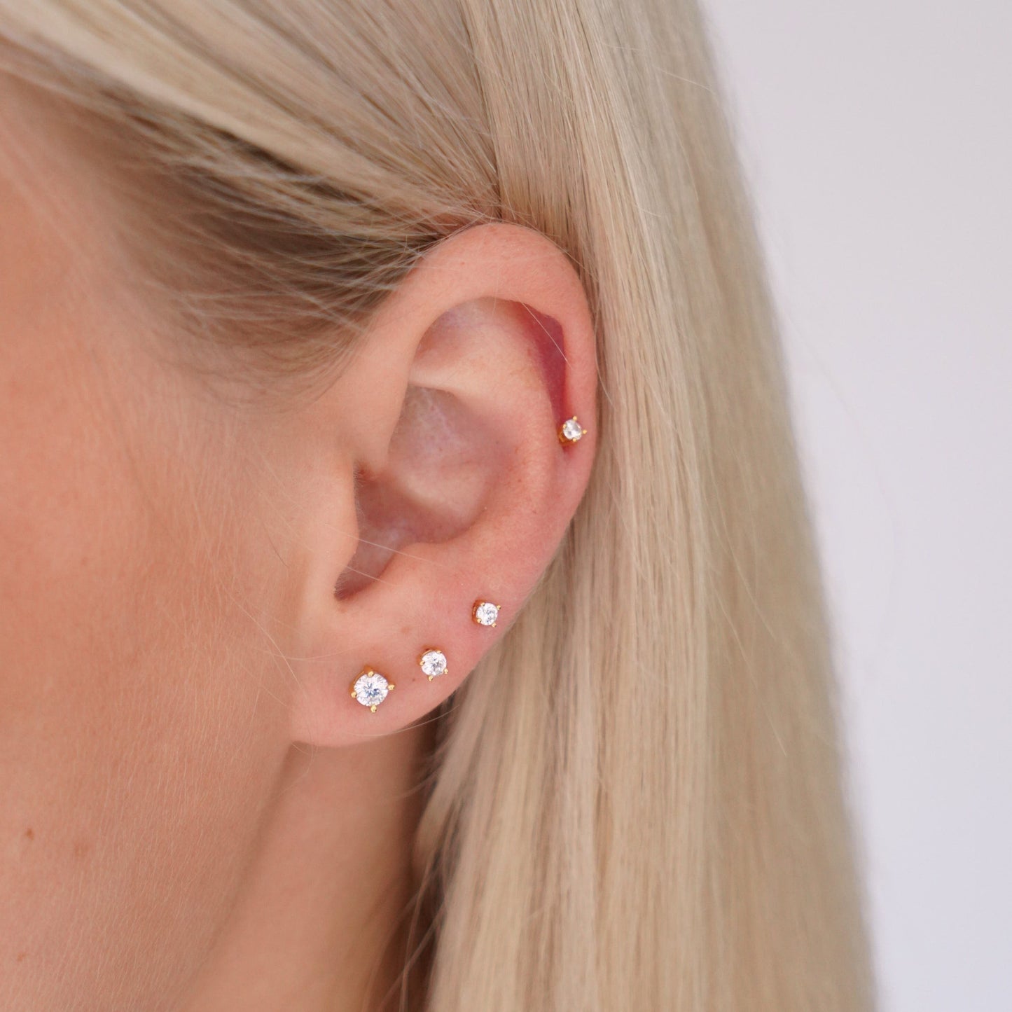 Tiny Crystal Stud Earrings in Silver - toutjewellery