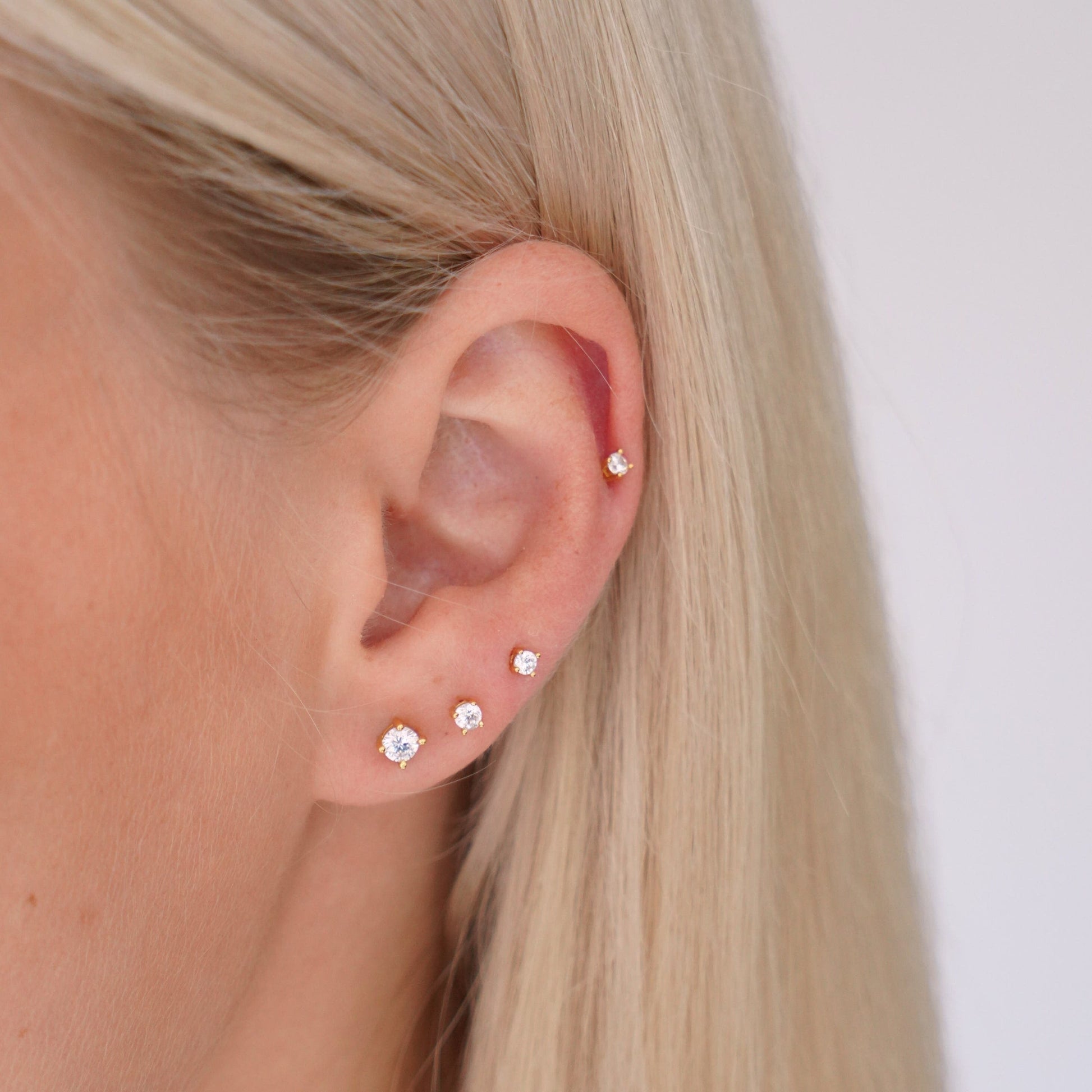 Tiny Crystal Stud Earrings in Silver - toutjewellery