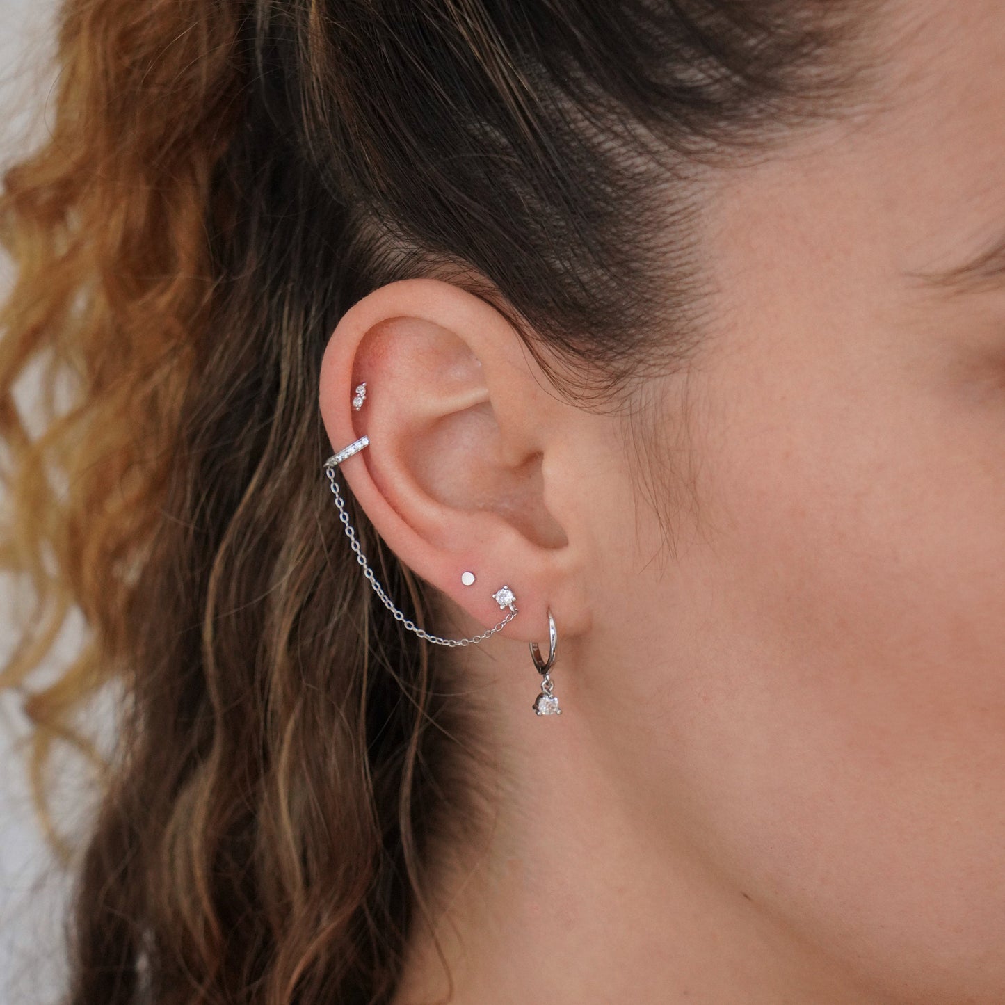 Crystal Chain Ear Cuff in Silver - toutjewellery