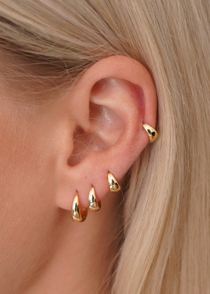 Tapered Huggie Hoops in Gold - toutjewellery