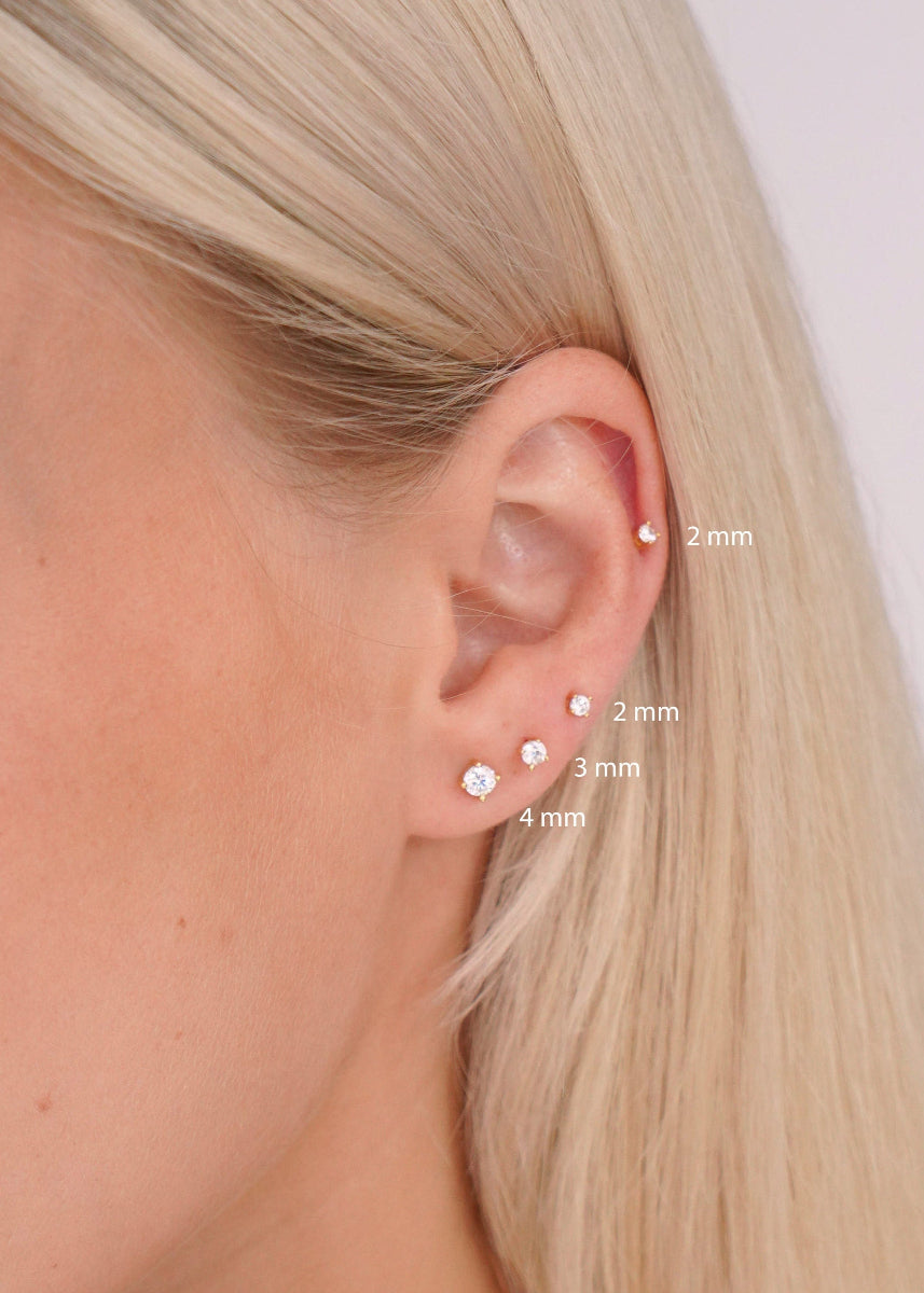 Tiny Crystal Stud Earrings in Gold - toutjewellery